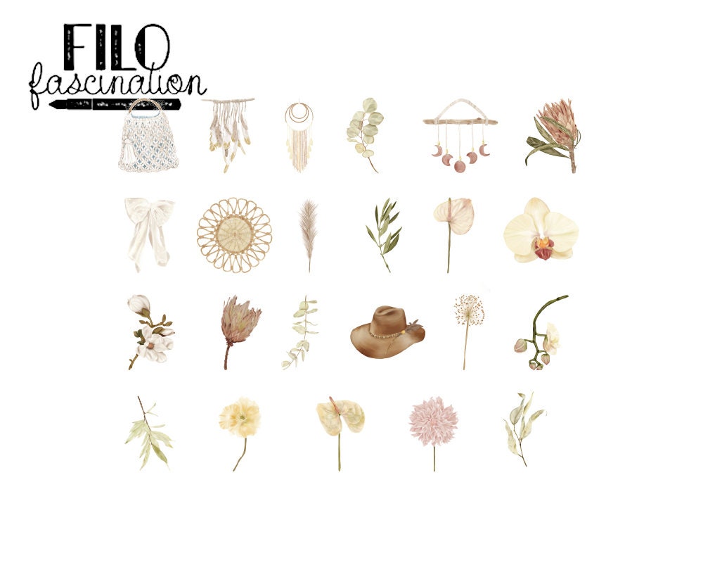 Sticker Boho Frühling 45 Stück Planer Planning Scrapbook BuJo