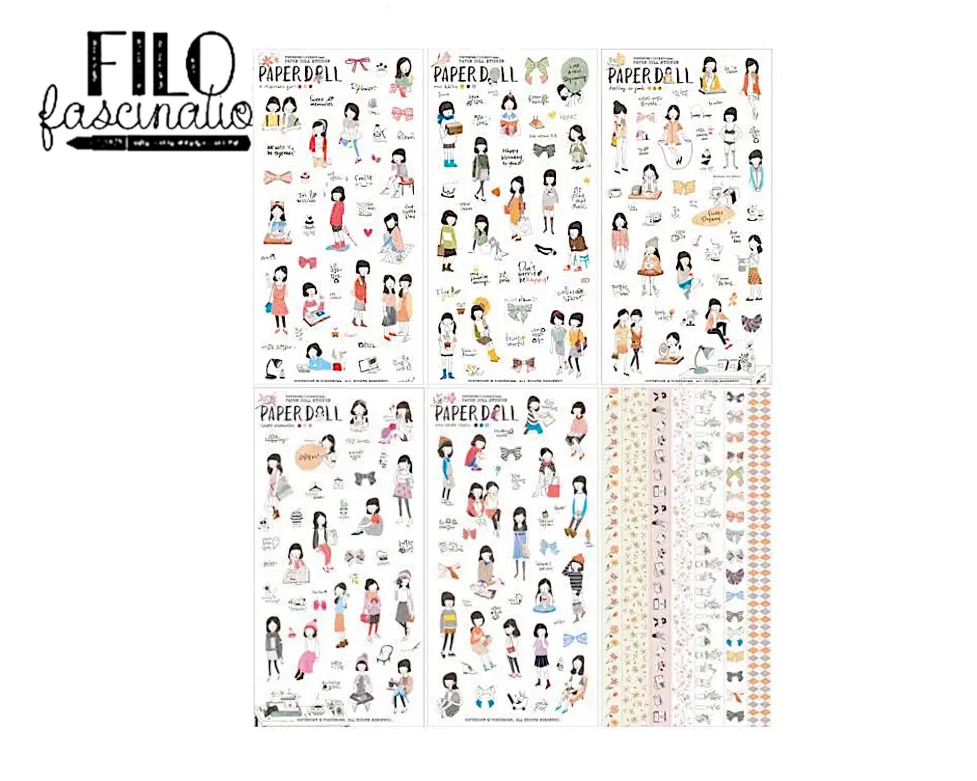 Stickerbogen Paper Doll Planen Diary BuJo Junk Journal filofaxing Scrapbook planning